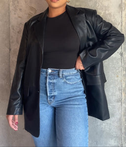 Oversized Faux Leather Blazer